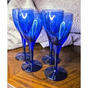 Set of 4 Luigi Bormioli Wine Glasses Light and Music Blue Made In Italy